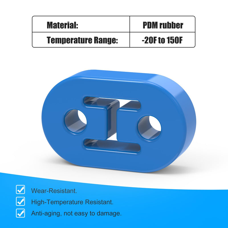 Exhaust Hangers Upgrade EPDM(More Durable than Rubber) Muffler Bushing Insulator Shock Absorbent Mount Bracket 2 Hole 12mm (73mm x 47mm x 21mm) Universal Fit - 4PCS (Blue) BLUE