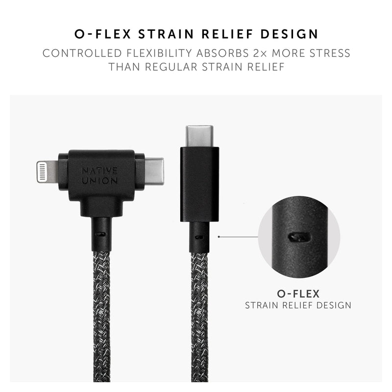 Native Union Belt Cable Duo – 5ft Ultra-Strong Braided Universal Charging Cable – Made with Recycled Materials – 2-in-1 Multi-Device MFi Certified Connectors for Lightning & Type-C Devices (Cosmos) Cosmos