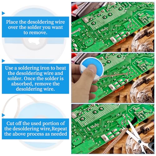 Desoldering Wire, No-Clean Desoldering Braid Desoldering Wick for Removing Solder and Disassembling Electrical Components (2.5 mm 1.5 m)
