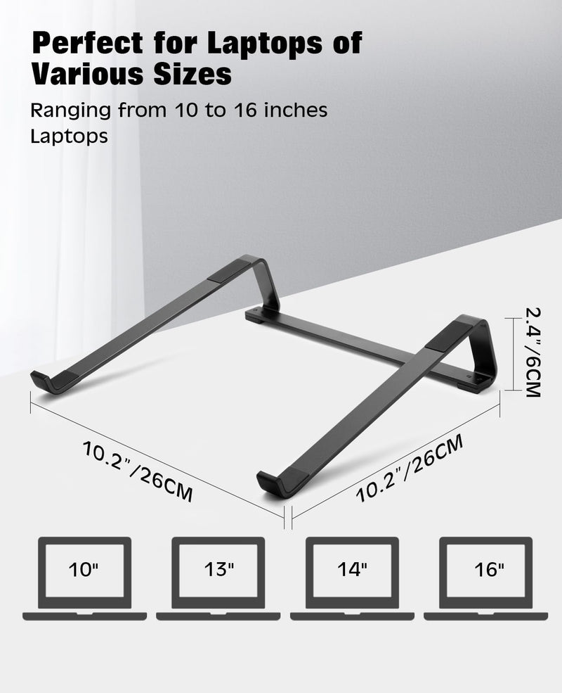 Thibault Laptop Stand for Desk - Aluminum Ergonomic Computer Stand，Laptop Riser, Cooling Laptop Holder, Compatible with MacBook Air Pro/Dell/HP/Lenovo/Alienware and 13-17 inches Laptops, Blue-Black
