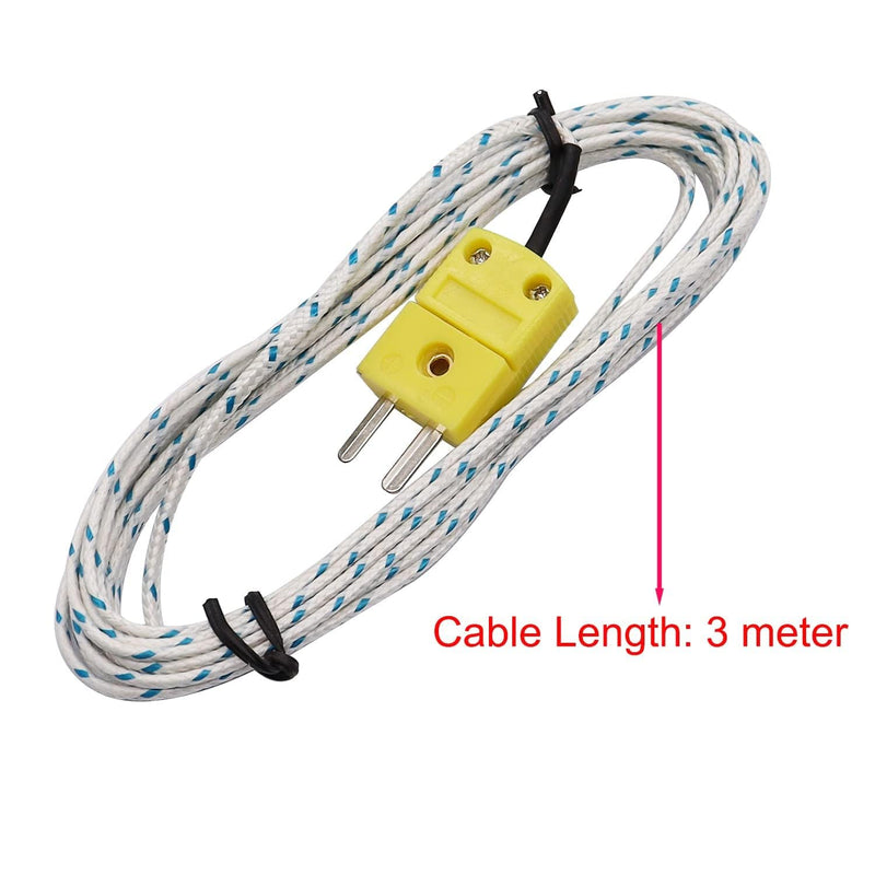 Taiss/5pcs K-Type Thermocouple Temperature Sensor, Measuring Range -50~350°C; Cable length: 3 meters