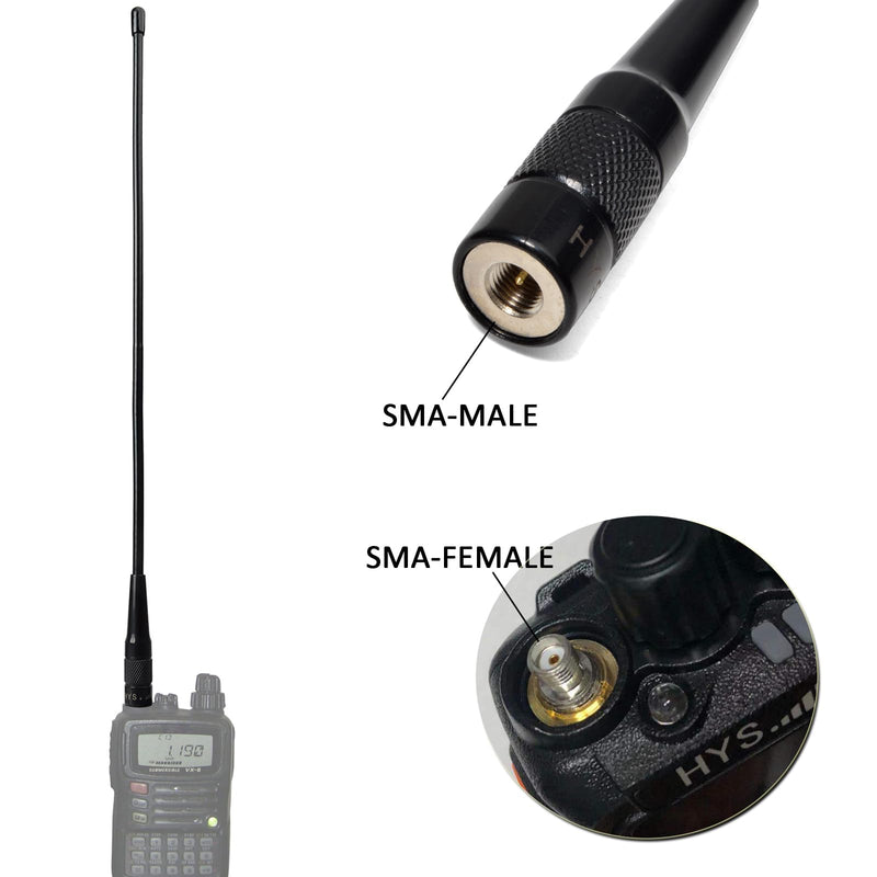 HYS SMA-Male GMRS HT 14.17inchs Antenna, UHF 462-467Mhz Two Way Radio Antennas for 460-470Mhz TYT MD-UV380 MD-UV390 YAESU VX-6R WOUXUN Retevis RT82 RT3 GD-77S GMRS Walkie Talkie/Repeater Black 1PC (462-467Mhz)