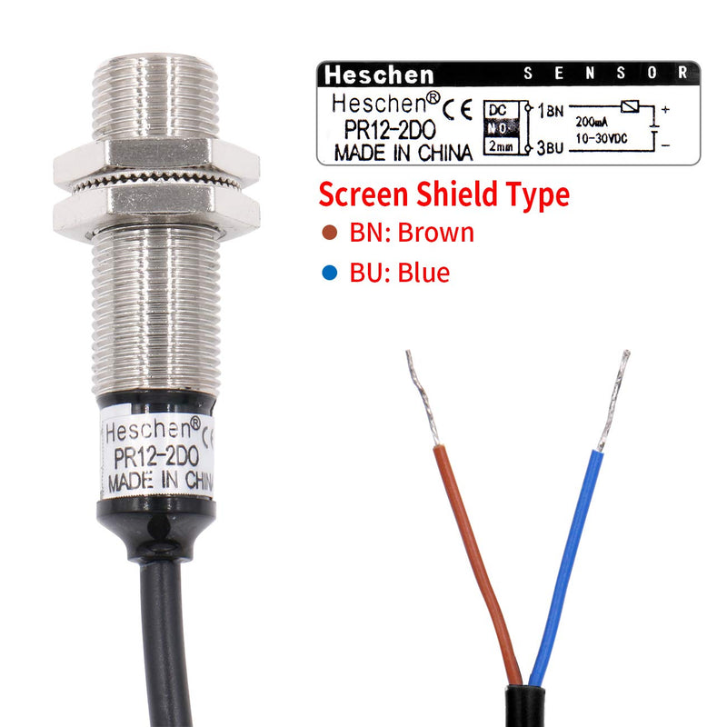 Heschen Inductive proximity sensor PR12-2DO cylindrical type DC 12-24V 2-wire NO (normally open) CE