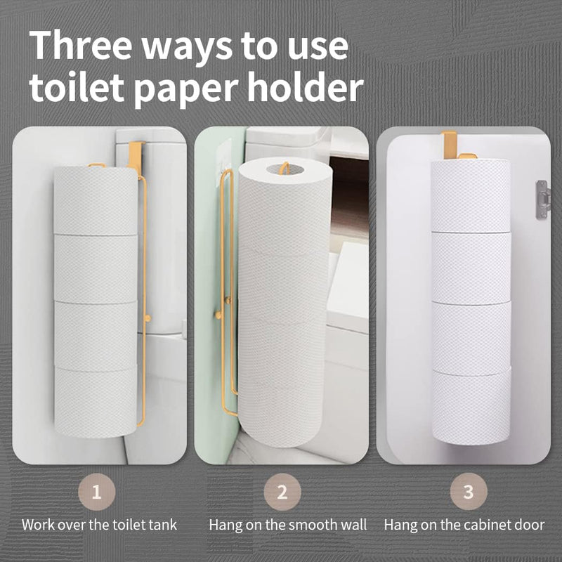 Conworld Toilet Paper Storage Wall Mount, Over The Tank Toilet Tissue Roll Holder Dispenser Reserve for Bathroom Storage and Organization, for 4 Roll Tissue, Gold, 1 Pack Gold,hold 4 Rolls-1 Pcs