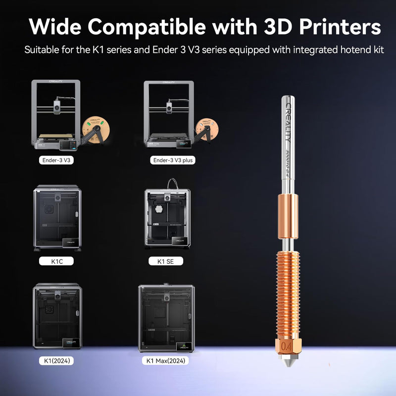 Creality Official K1C/ K1 SE Nozzle, 0.4mm 2PCS Quick-Swap 3D Printer Nozzle Kit, Copper Alloy and Hardened Steel Nozzle Suitable for Creality K1C, K1 SE, K2 SE, Ender 3 V3, Ender 3 V3 Plus 2P-0.4