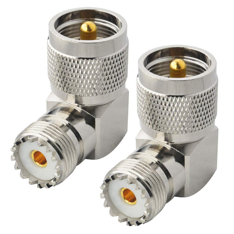 Boobrie UHF Connector Right Angle Coax Connector UHF Male Plug PL259 to UHF Female Jack SO239 90 Degree L Shape Low Loss Coax Cable Connector RF Antenna Adapter Pack of 2