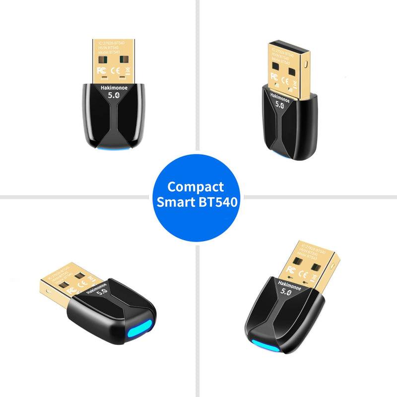 Upgraded USB Bluetooth 5.4 Adapter for PC, Wireless USB Dongle for Laptop Desktop Windows 11 10 8.1 7, Plug n Play Bluetooth Headphones Headset Speaker Mouse Keyboard Printer Controller