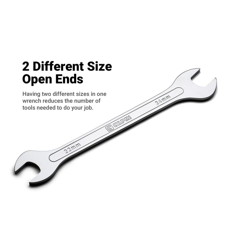 Capri Tools Super-Thin Open End Wrench Set, Metric, 6 to 19 mm, 7-Piece (11850-7MRK) Metric Set 7-Piece (6 to 19 mm)