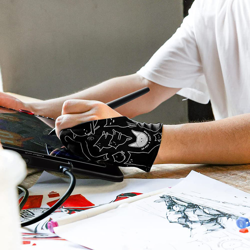 XPPen Digital Drawing Glove Two-Finger Artist Glove for Drawing Tablet Cute Cat Print Drawing Glove Suitable for Right and Left Hand Cat Print Glove