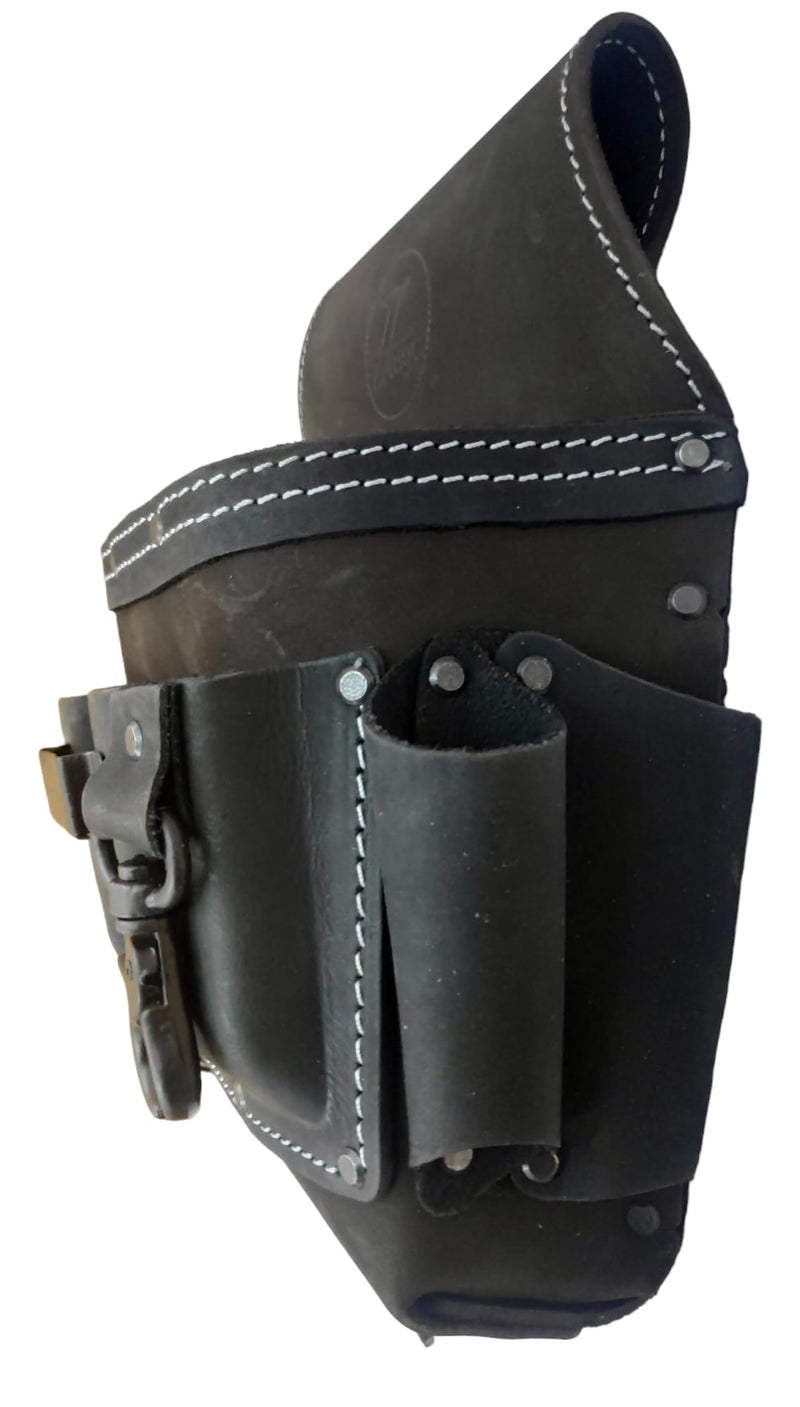 Zeluga 6 Pocket Leather Electrician Tool Pouch Brown/Black