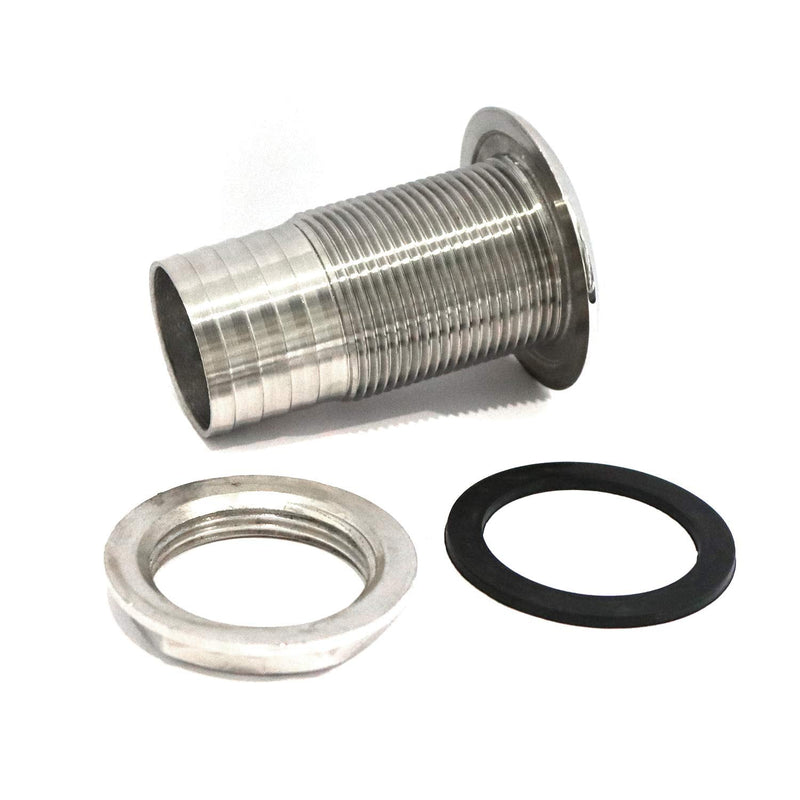 316 Stainless Steel Durable Combo Stainless Steel Thru-Hull Fitting w/Nut with Custom Gasket Boat Plumbing Fittings for Boats, Yachts, Marine 1-1/4" IN I.D.