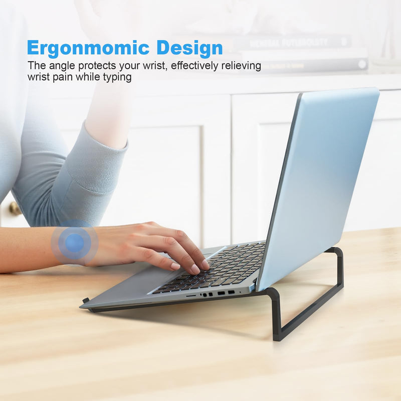 TENOC Foldable Laptop Stand for Desk, Universal Laptop Riser Ventilated Holder Mount Compatible with MacBook, Notebook, ASUS, Acer and More, Black