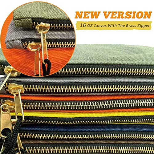 15 Pack Canvas Tool Bag Zipper Pouch - Heavy Duty Tools Utility Pouches, Multipurpose Storage Organizer Tote Bags with Dependable Metal Zippers, 12.5 x 7-Inch