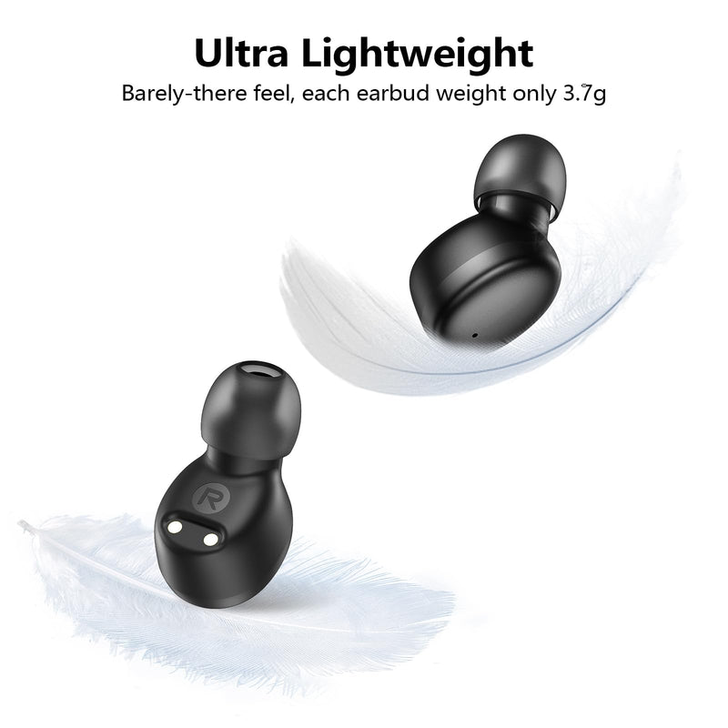 kurdene Wireless Earbuds Bluetooth 5.3 in Ear Buds Light-Weight Headphones,Deep Bass Sound,Built-in Mics Headset,Clear Calls Earphones for Sports Workout Small Light Black