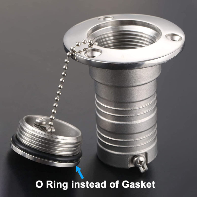 Boat Deck Fuel Filler, 1-1/2"(38mm) Steel Marine Gas Fill with Keyless Cap Hardware for Yacht Caravan RV Trucks Tractors and Trailer Fuel/Gas/Water/Waste Tanks