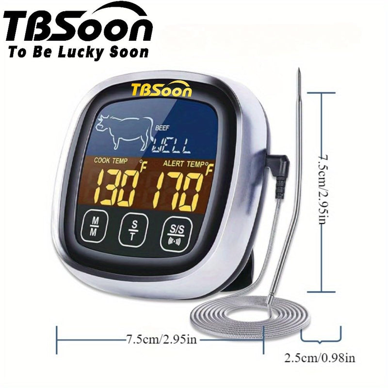 Multifunctional Digital Thermometer for Cooking,Food Thermometer+Thermometer Alarm+Kitchen Timer,Large Color Screen,Instant Read,Fast Response,grill bbq accessories,Kitchen Oven Meat Thermometer-DMT02 DMT02