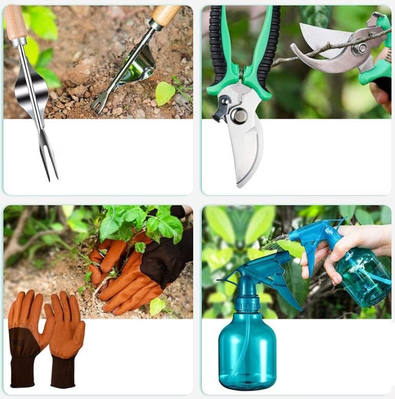 Gardening Tools 9-Piece Heavy Duty Gardening Hand Tools Durable Organizer Handbag,Rust-Proof Combination Garden Tool Set