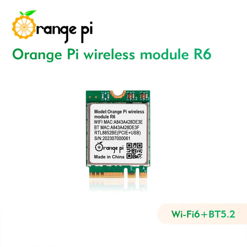 Orange Pi WiFi 6 Wireless Module R6, PCIe Network Card with Bluetooth 5.2, Wireless Adapter for Orange Pi 5 Plus