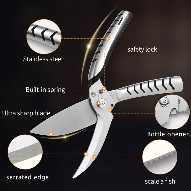Poultry Shears - Heavy Duty Kitchen Scissors for Food, Bone, Meat, Turkey, Fish cutting poulrty scissors(shears) for Thanksgiving