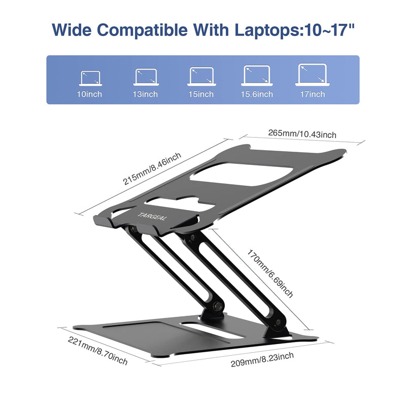 Adjustable Laptop Stand,Portable Laptop Computer Stand Riser&Multi-Angle Stand with Heat-Vent to Elevate Laptop Holder for Mac,Notebook,Lenovo KT1-black Black