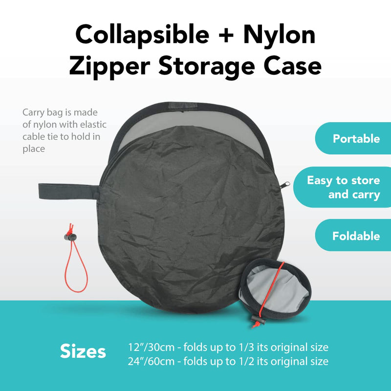 Foto&Tech Double-Sided 18% Gray Card and White Balance Disc, Gray and Neutral White Panel with Nylon Bag and Cable Tie, Collapsible Reference Reflector Focus Board for Camera Photography (12"/30cm) 12"/30cm