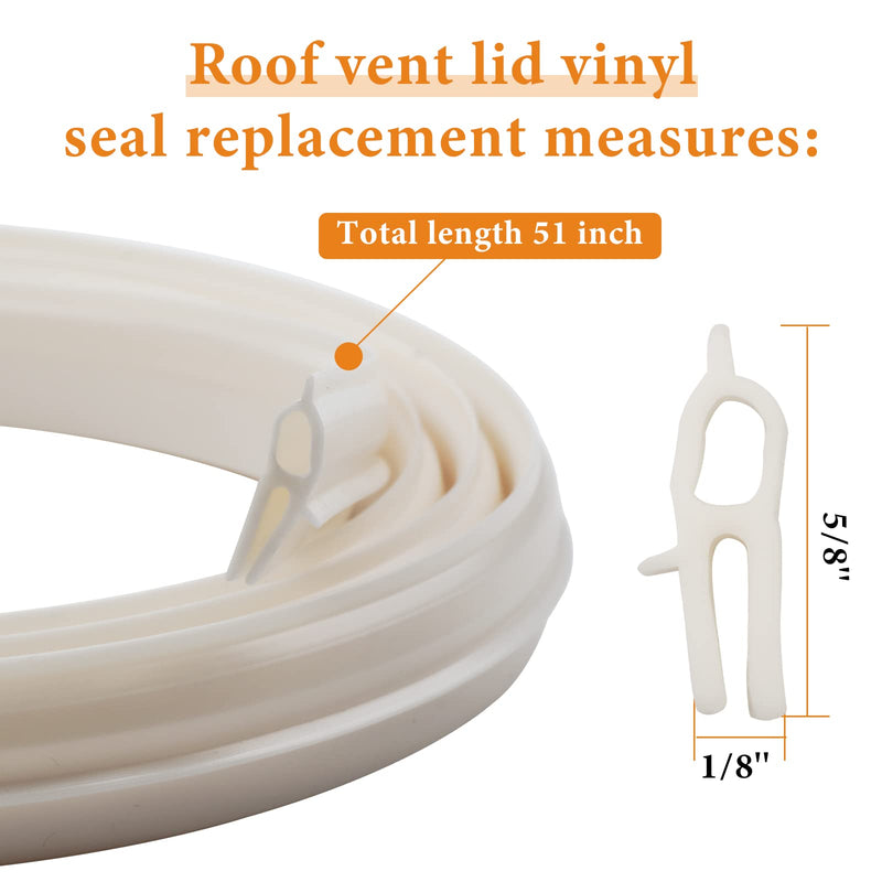 RV Roof Vent Vinyl Seal BVD0455-01 51'' Replacement for Ven'tline Vinyl Seal, H'engs and Cam'co Roof Vents - 2 Pack