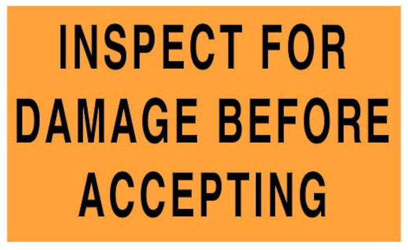 ChromaLabel 3 x 5 Inch Inspect for Damage Imprinted Shipping Handling Labels, Fluorescent Orange, 500 Roll 3" x 5" 500/Roll