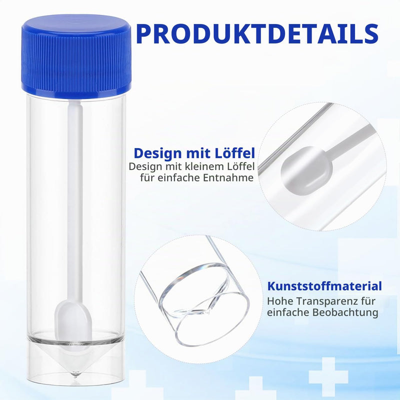 Amosfun Set of 10 Chair Sample Containers, 25-30 ml, Leak-Proof Sample Cups for Medical Use and Laboratory, Chair Sample Collector, Plastic