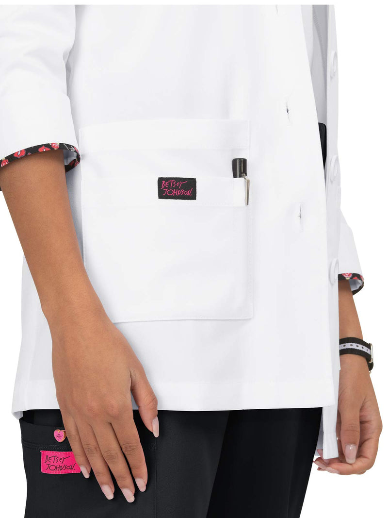 KOI Essentials Canna Women's 5-Pocket Stretch Lab Coat Medium White