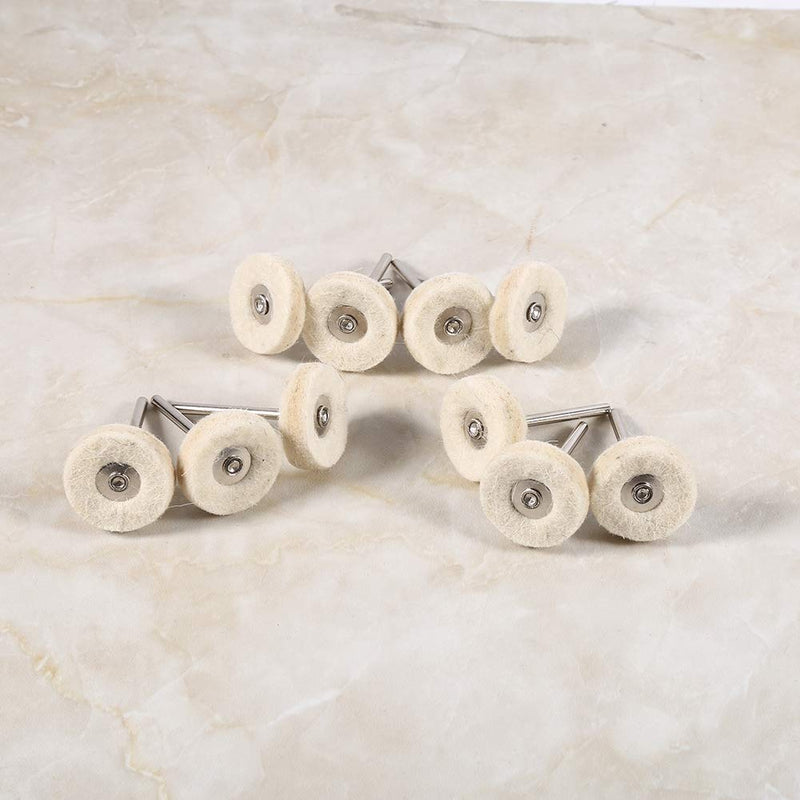 KIMISS Gold Buff Dremel Cotton Polishing Disc Wool Pack of 10 25mm Wool Felt Polishing Drill Grinding Disc Brushes with Handle for Rotary Tool
