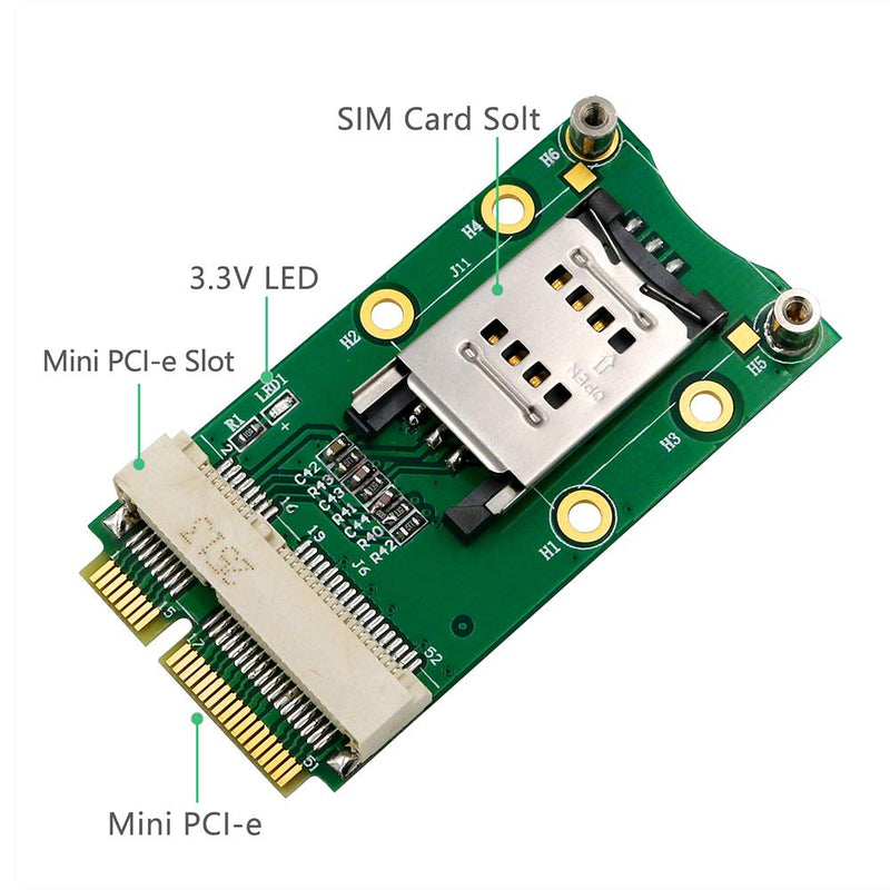 HLT Mini PCI-E Adapter with SIM Card Slot for Module to Motherboard Mini PCI-E Interface
