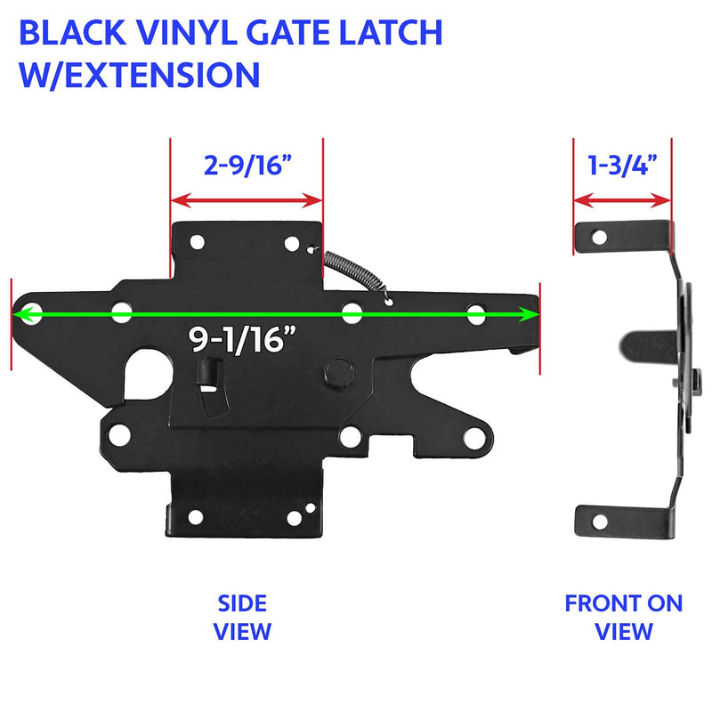 Jake Sales Vinyl Gate Latch Black (for Vinyl, Wood, PVC etc Fencing) Fence Gate Latch w/Mounting Hardware - Gate Latches Have a 90 Degree Bracket Resulting in a Positive Latch to Gate Connection Black Ext Each