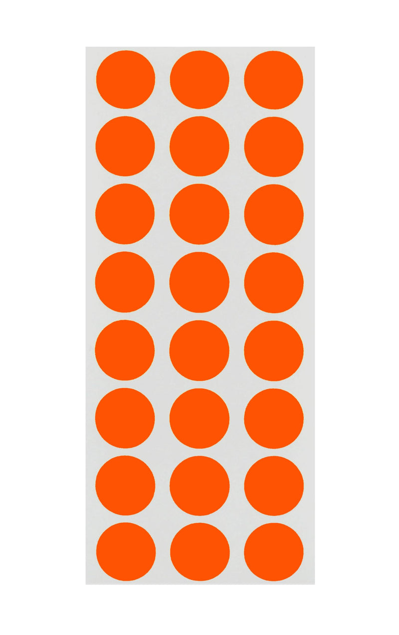 ChromaLabel 0.50 Inch Round Label Removable Color Code Dot Stickers, 1200 Pack, Fluorescent Red-Orange