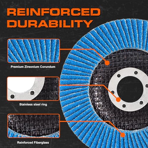 ASPRO Flap Discs 4 1/2 for Angle Grinder, Flap Discs 60 Grit, 12 Pack 60G12P