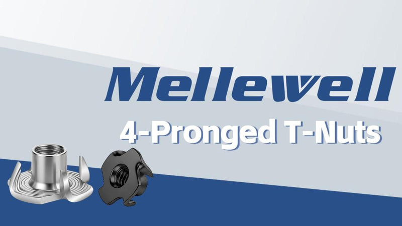 Mellewell 3/8"-16 T-Nuts, Black Zinc Plated Steel 4-Pronged Tee Nut for Wood, Rock Climbing Holds, Furniture, 4-Jaw Threaded Insert for Bolts and Screws, 50 Pack Black Carbon Steel