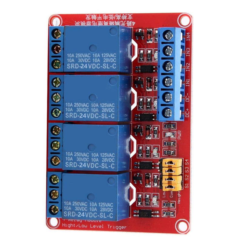 4-Channel Relay Module, Optocoupler Insulated, Industrial Robust, Compact IoT Enabled for Smart Home Automation, Industrial Control, Hobby Projects 24V
