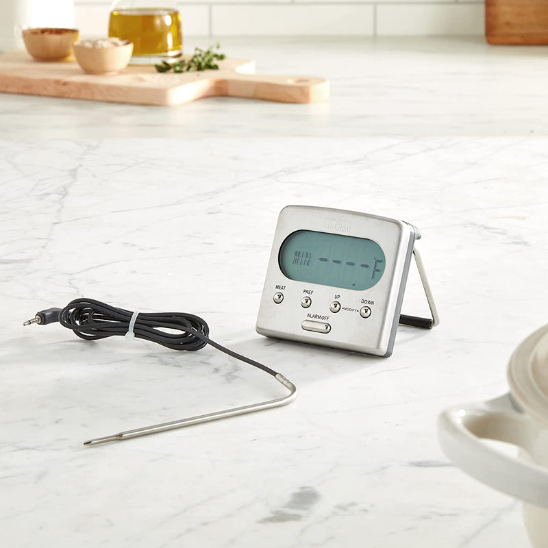 All-Clad Specialty Stainless Steel Kitchen Gadgets Oven Probe Thermometer with LCD Kitchen Tools, Kitchen Hacks Silver