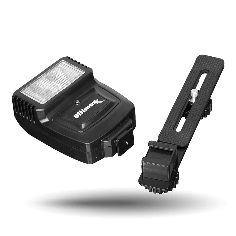 Ultimaxx Digital Slave Flash with Bracket for Canon, Nikon, Sony,Panasonic, Samsung, Fujifilm, Olympus, Pentax, and Other DSLR Cameras, Includes Metal Hot Shoe Flash Bracket