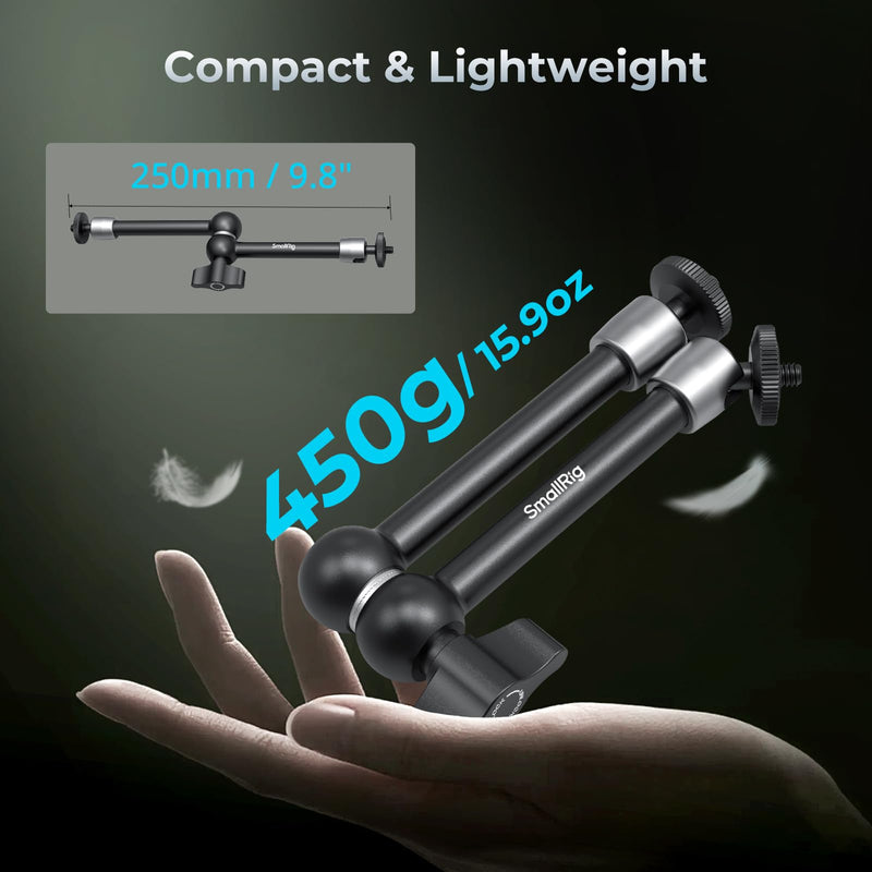 SmallRig 9.8-inch Magic Arm 2-Pack, Adjustable Articulating Friction Arm Mount with 1/4"-20 Thread Screw, for Camera Monitor/LED Light Setup, 5317
