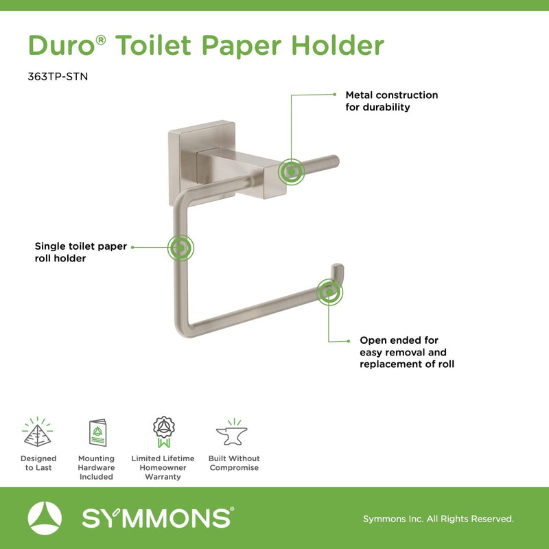 Symmons 363TP-STN Duro Wall-Mounted Toilet Paper Holder in Satin Nickel