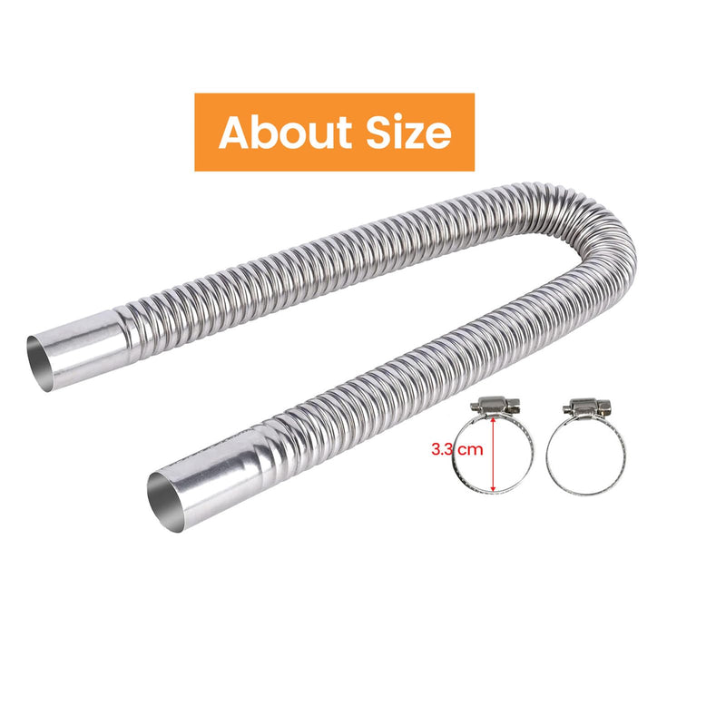 Parking Air Heater Exhaust Pipe, 2.5CM/1in Inner Stainless Steel Exhaust Pipe Parking Air Heater Fuel Tank Diesel Gas Vent Hose (120cm) 120cm