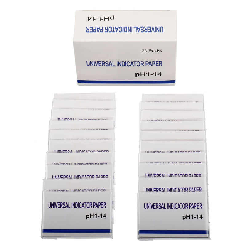 BOJACK 20 Pack 80 Strips (1600 Strips) pH 1-14 Test Paper Extensive Test Paper Litmus Test Paper 400 Strips pH Test for Water Soil Testing Pet Food pH Monitoring 20 Packs