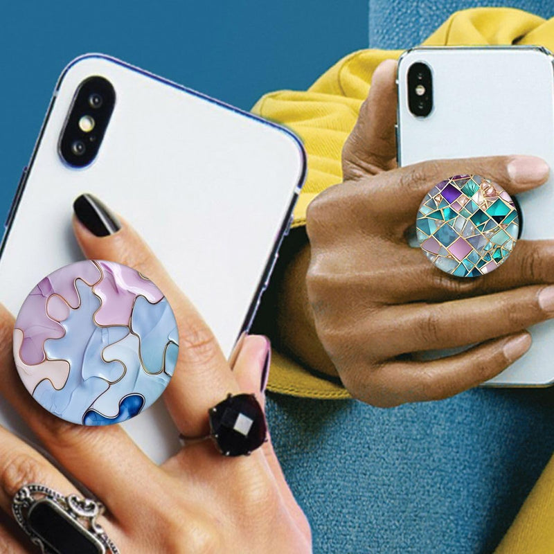 (6 Pack) Collapsible Cell Phone Grip for Smartphones,Expanding Cellphone Holder for Phone - Colorful Rose Gold Marble