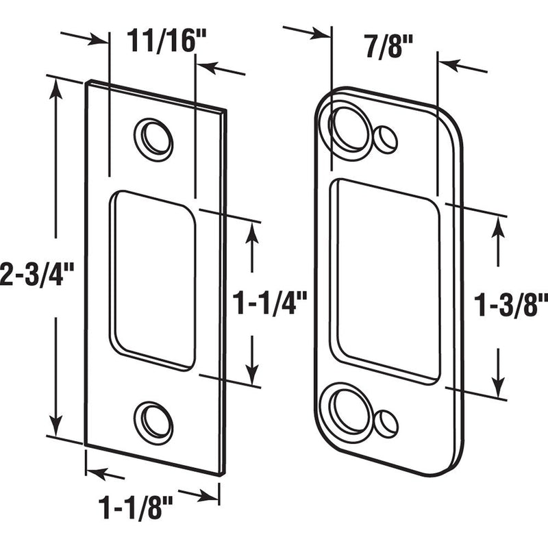 Prime-Line E 2479 Deadbolt Strike, 2 Piece, High Security, 1/8 in. Heavy Gauge Steel, Brass Plated Set (Single Pack) (Pack of 5) 1/8 in. (Pack of 5)