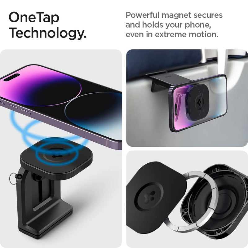 Spigen Airplane MagSafe Phone Mount Travel Essentials and in-Flight Airplane Phone Mount - for iPhones & Galaxy Phones with MagSafe Cases & Pixel Phones with Pixelsnap Black