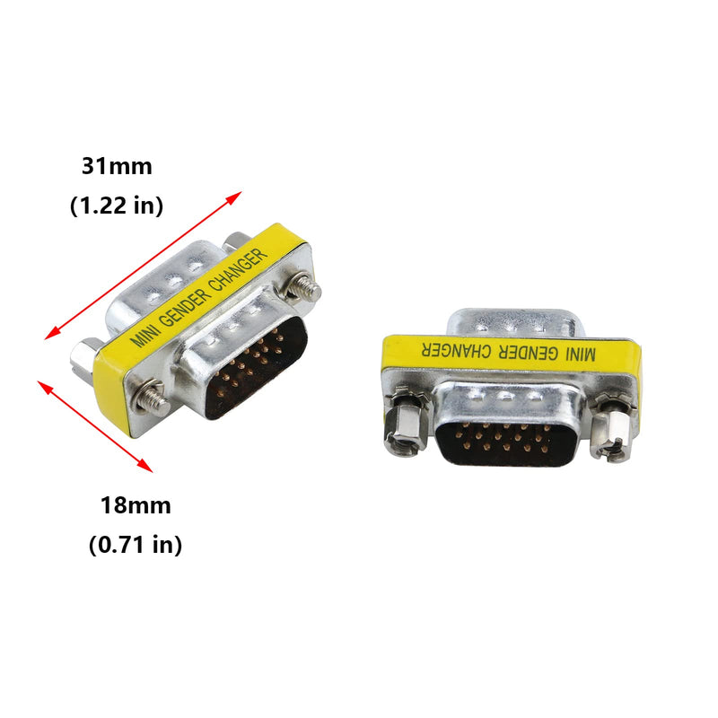Antrader 6-Pack DB15 VGA SVGA KVM Male to Male Mini Gender Changer Coupler Adapter Connector for PC DB15 ( Male to Male)