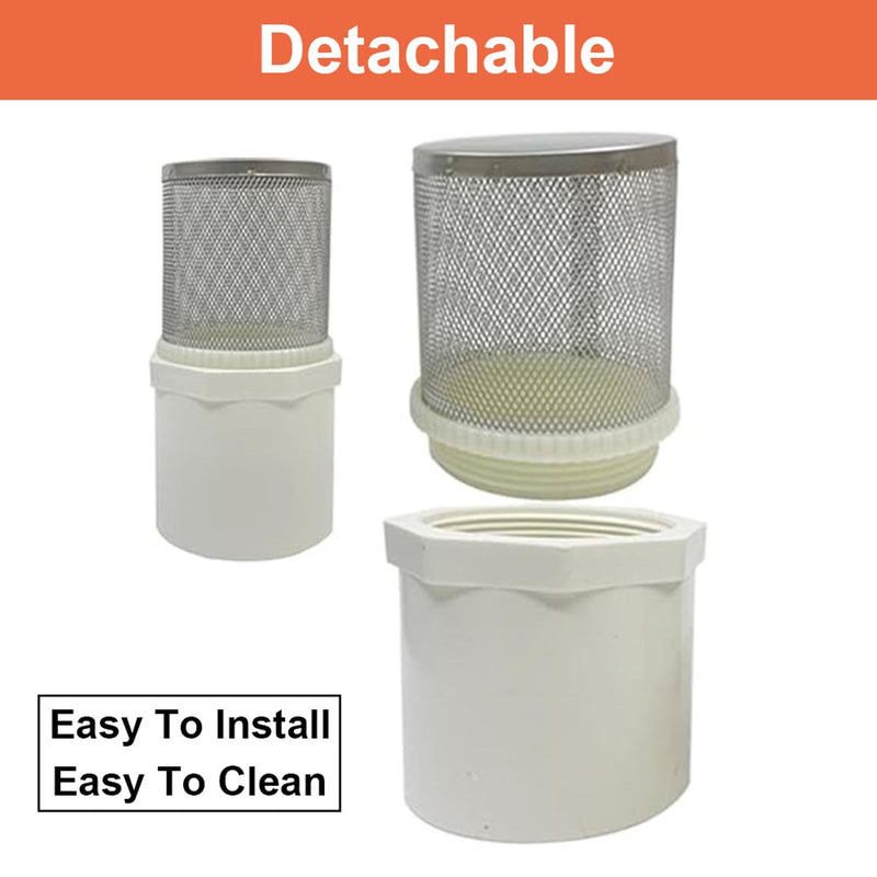 Stainless Steel Suction Strainer Filter Head with PVC Hose Connector, Foot Valve Strainer for Water Pumps, Aquariums, Pools(50mm/1.97") 50 mm/1,97 Zoll