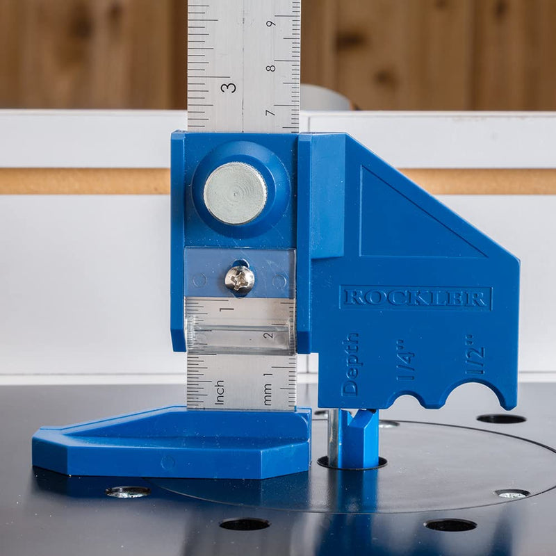 Rockler 12” Router Bit Center/Depth Gauge Tool – Steel Gauge Woodworking Measuring Tools – Router Bits Depth & Height Tool – Accurate Router Height Gauge for Shank Tools – Ideal for Dados & Flutes