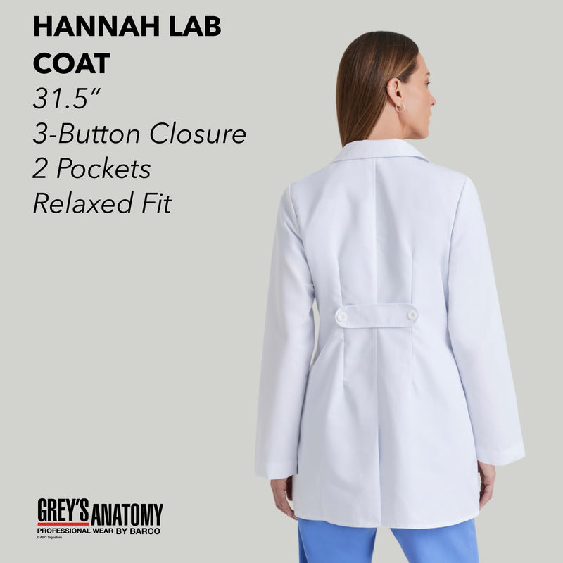 Grey's Anatomy Women's 32 Inch Two Pocket Fitted Lab Coat Medium White