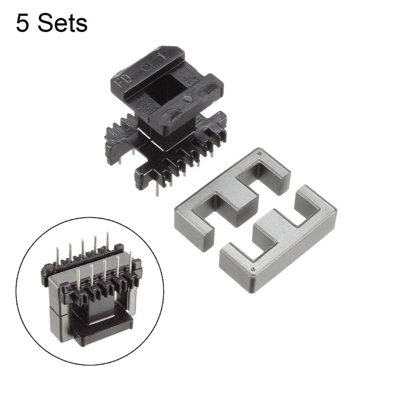 sourcing map Transformer Coils Ferrite Core Vertical Ferrite Halves and Coil Set 5 Sets EE25